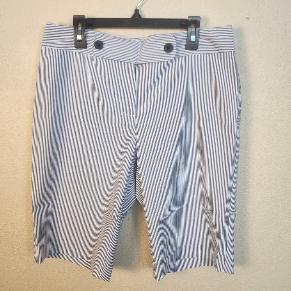 Izod Blue And White Striped Golf Shorts Size 4 (7681) - Picture 1 of 4